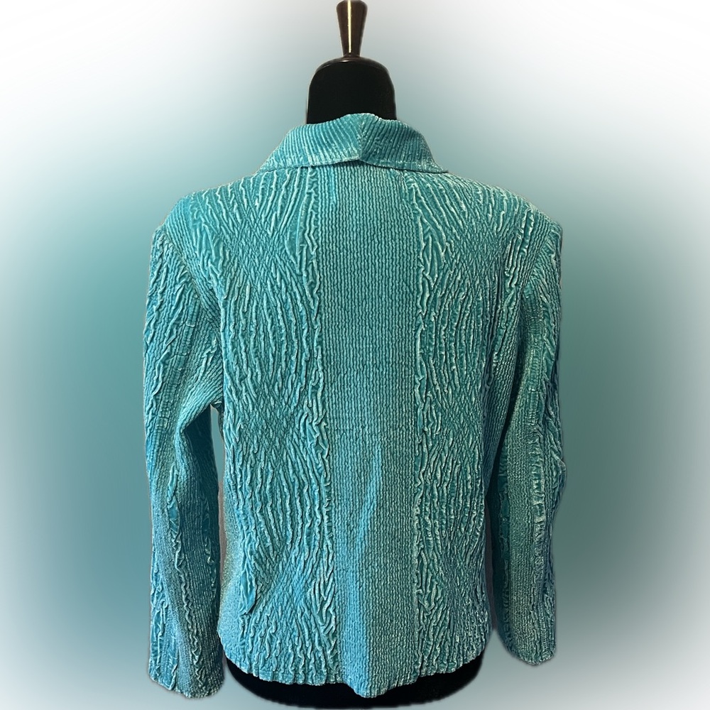 Rhonda Stark Crinkle Textured Blazer in Seafoam size M - Picture 3 of 11